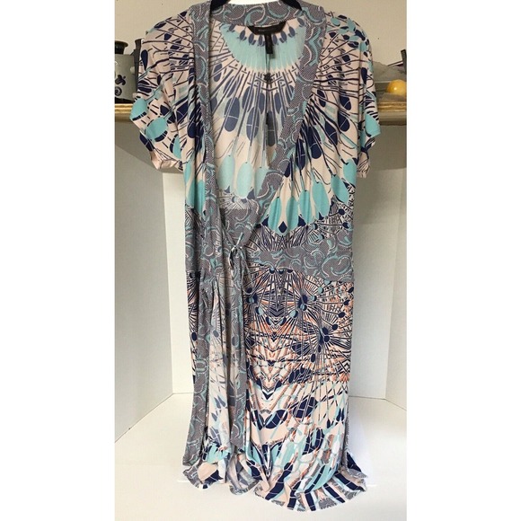 NWT BCBG MAX AZRIA Paisley Blue Printed Wrap Dress, Size Medium - Picture 5 of 14